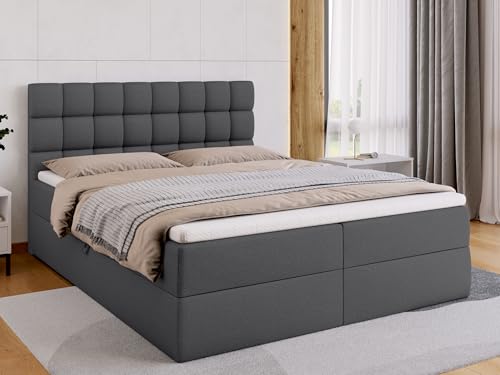 BROMARKT Boxspringbett mit Bettkasten Polsterbett mit Bonell-Matratze und...