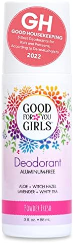Good For You Girls Aluminum Free Natural Deodorant Roll-On Kids, Teens, Tween, Vegan (Powder Scent) (1 pack)