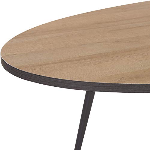 Beliani Modern Dining Table Oval 180 x 90 cm Dark Brown Top Black Metal Legs Ottawa - Image 5