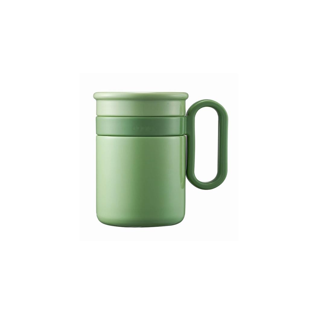 große kapazität Büro-Isolierbecher, Kaffeetasse aus Edelstahl, einfacher Trinkbecher mit Griff, Teetasse für zu Hause, wiederverwendbar, 420 ml solide