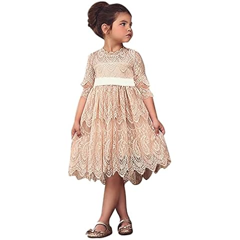 Mädchen Kinder Party Kleid Elegant Sommer Langarm Spitze Blumenmuster Prinzessinkleid Freizeit Schick Sommerkleider Baby Mädchen Strandkleid Festlich Kleid Baby Girls Formale-Kleid Cover