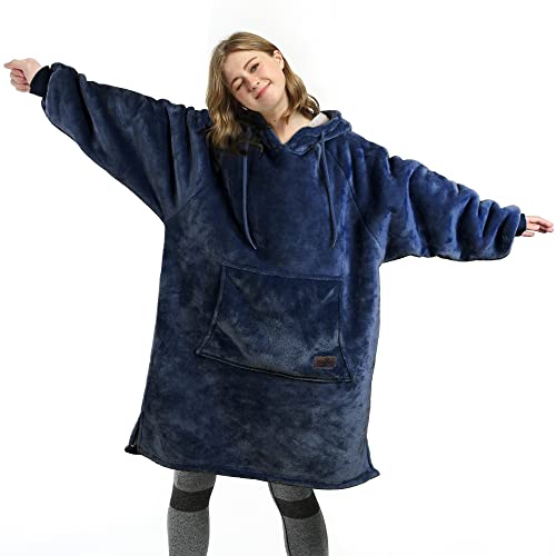 Catalonia Slim Fit Wearable Hoodie Blanket, Soft Sherpa Hooded Blanket for Men and Women, Cozy Indoor Outdoor Pullover, Warm Gift for Teens