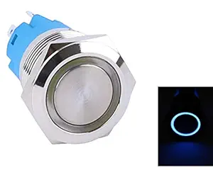 RDR LARGE SIZE on/Off Type Stainless Still push button (22mm, Blue_Latching)