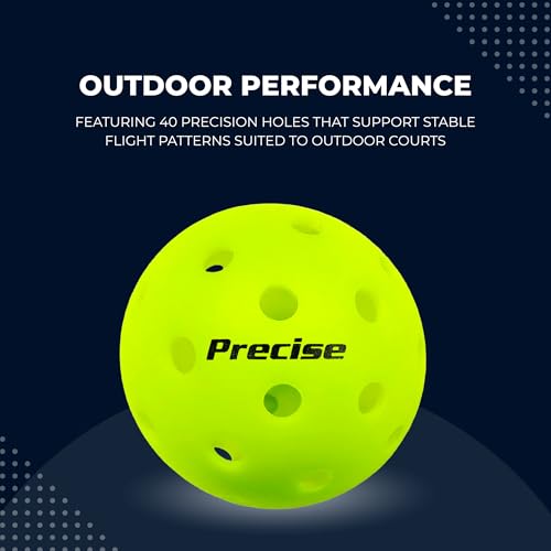 Image of PRECISE A40 - Outdoor Pickleball Balls | 40 Precision Holes for Stable Flight, USAPA Approved, Durable Construction Resists Wear, Available in Green or Yellow