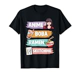 Anime Boba Ramen Sketching Otaku Kawaii Anime Girls Women T-Shirt