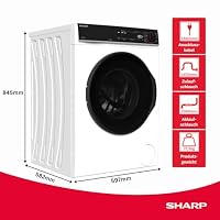 SHARP ES-PRO014WA-DE Waschmaschine (10 kg, EEK A, 1400 U/min.), (WiFi, Inverter Motor, Dampf, AquaStop), Weiß – Ansicht 2