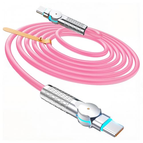 Image of Verilux 240W Type C Cable Fast Charging with LED, 9.8Ft 180 Degree Flexible C Type Charger Cable, 480Mbps Data Transmission USB C for iPhone 17 /17 Pro /17 Pro Max /16 /15, Galaxy S25 /S24, MacBook, Pink