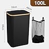 Eikuavons Großer Wäschekorb Mit Deckel - 100L Klappbar Mit Netzbeutel Für Wäsche & Spielzeug