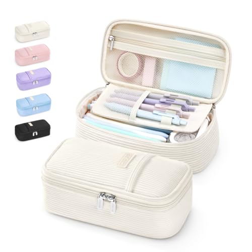 Sooez Cute Pencil Case, Soft Corduroy Pencil Pouch, Large Pen Pencil Bag