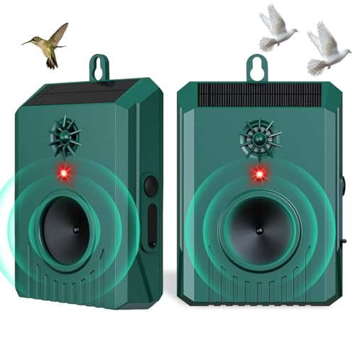 2026 Solar Ultrasonic Bird Repeller Outdoor Bird Deterrents for Outside Scare Birds Away,Waterproof Goose Woodpecker Deterrent for Outside Patio Balconies Garden Farm 2Pcs