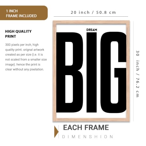 Image of Kotart Big Size quote Motivational Poster with Frame Aesthetic Positive Posters with Frames Motivational Quote feel good inspirational office Wall Art Room Living Room & Study Set Of 3 | Design 995 Beige (20x30 Inch)