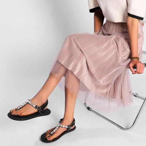 Rope Flip Flop Sandals for Women Adjustable T Strap Slip on Comfortable Thong Sandals Women Dressy