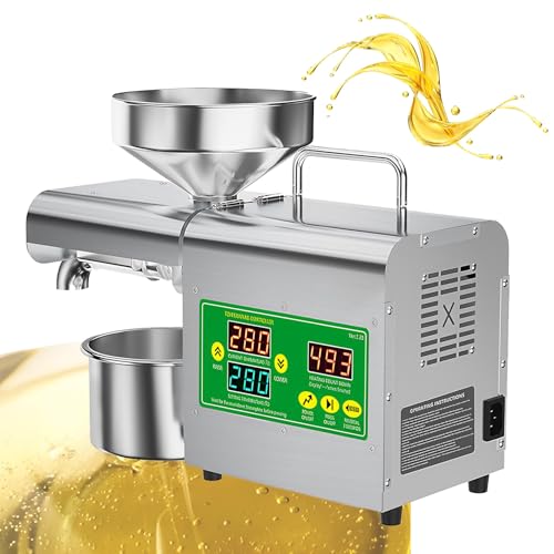 Máquina de prensado de aceite automática comercial, prensa de aceite de alta eficiencia de 1500 W, modos de prensado en frío / caliente, motor sin escobillas, extrae aceite de nueces y semillas