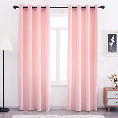 SPXTEX Pink Velvet Curtains - Grommet Top, 84 Inch Long, Thermal Insulated, Light Filtering, Set of 2 Panels