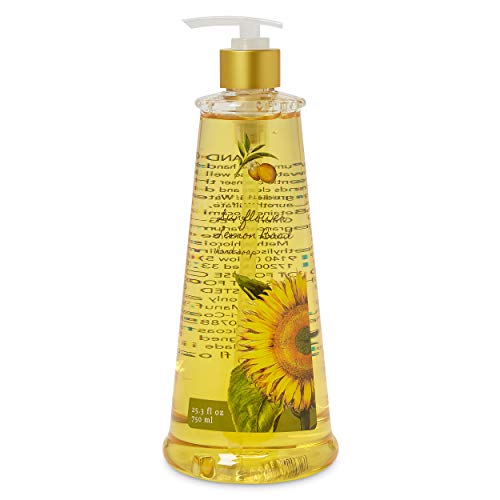 Tri-Coastal Design Simple Pleasures Luxury Scented Hand Pump Soap - Classic Refillable Large Dispenser for Bathroom or Kitchen Counter top - Cleansing Hand Soap - Sunflower Lemon Basil - 25.3 fl oz