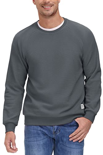 MAGCOMSEN Men's Pullover Sweatshirts Casual Long Sleeve Shirts Lightweight Cotton Leisure Workwear for Men,Dark Grey,M