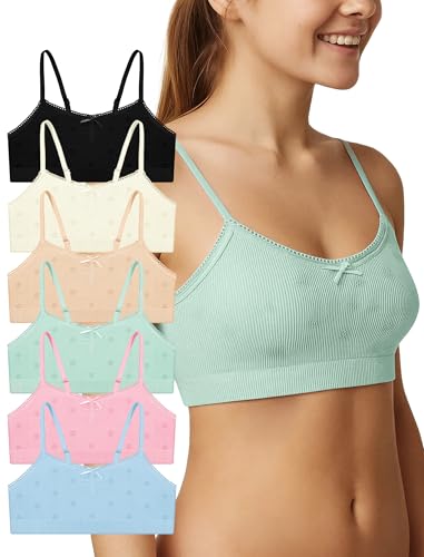 Livona 6 Pack Seamless Girls Bralette – Soft Ribbed & Jacquard Design, No Padding – Effortless Comfort & Style!