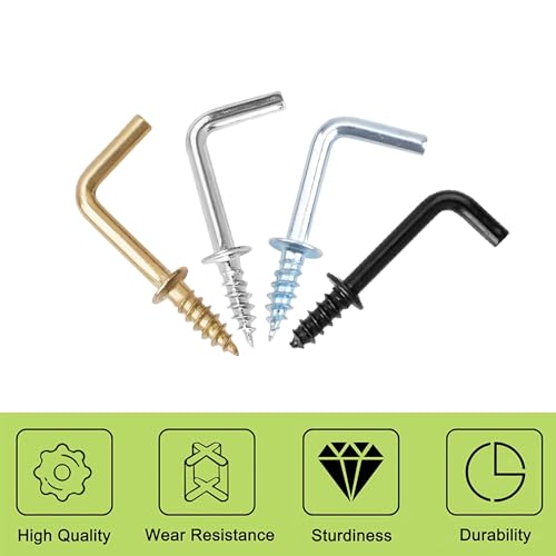 UFURMATE Carbon Steel 120Pcs 1/2" L Shaped Hooks, Mixed Color, 4 Colors, Wall Mount, Minimalist, Indoor/Outdoor Hanging Hooks - Image 3
