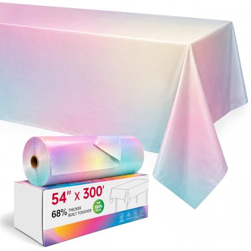 Image of Party Plastic Tablecloth Roll, 54IN x 300FT Disposable Table Cover