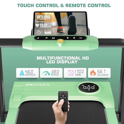 Image of Foldable Treadmill with Incline-Walking Pad with Handle Bar-Portable Walking Pad Treadmill 350+ lb Capacity-Under Desk Treadmills, 4 in 1 Running Machine LED Display /Dual Control