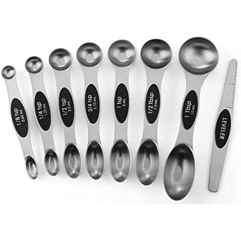 Spring Chef Magnetic Measuring Spoons Set, Dual Sided, Stainless Steel, Fits in Spice Jars, Set of 7 Cover
