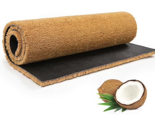 BLADO Coir Matting Natural Coir Entrance Door Mat Indoor Outdoor - Non-Slip Heavy Duty Door mat with thick Bristle & Rubber Back (Brown, 100 x 200 cm)