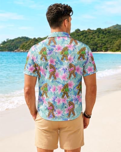 Image of 99TIMORO Fathers Film Button Down Shirt for Men, Funny Hawaiian Short Sleeve Top, Summer Beach Gifts