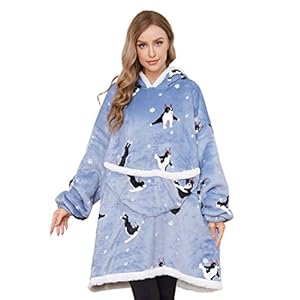 Lushforest Wearable Blanket Oversized Hoodie, Super Warm and Cozy Sherpa Hooded Sweatshirt Blanket with Pocket Gift for Women Girl Teens