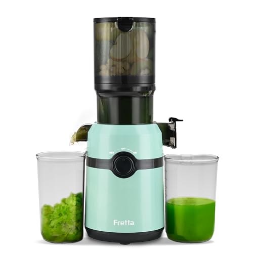 Image of Cold Press Juicer Machines,Fretta Nifty Slow Masticating Juicer Machines with PCTG Material from the USA,Fit Whole Fruits & Vegetables-Easy to Clean,High Juice Yield,BPA Free,Baby Blue
