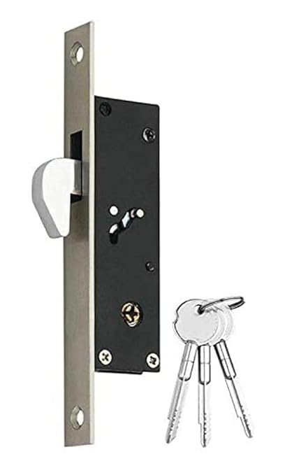 Wow Wants Brass Mortise Cross Key Sliding Hook Door Lock with 3 Long Cross Keys for Main Door, Offices and Shops from Aligarh