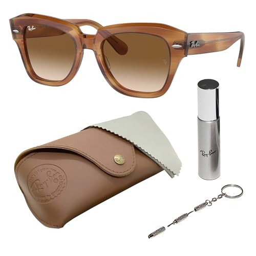 Ray-Ban RB2186 STATE STREET Square Shaped Sunglasses for Men & Women with Official RAYBAN Eyewear Kit