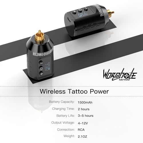 Image of 1,500mAh Power Supply Wormhole Tattoo Gun Tattoo Kit Wireless Tattoo Practice Gun Kit Wireless Tattoo Machine Kit Rechargeable Cordless Tattoo Power Supply