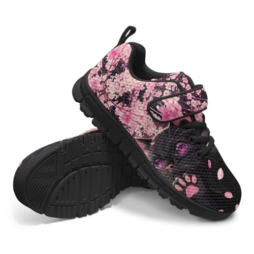 Black Cat Shoes for Girls Kid’s Halloween Sneakers Knitted Mesh Sports Running Athletic Casual Shoes with Hook and Loop2