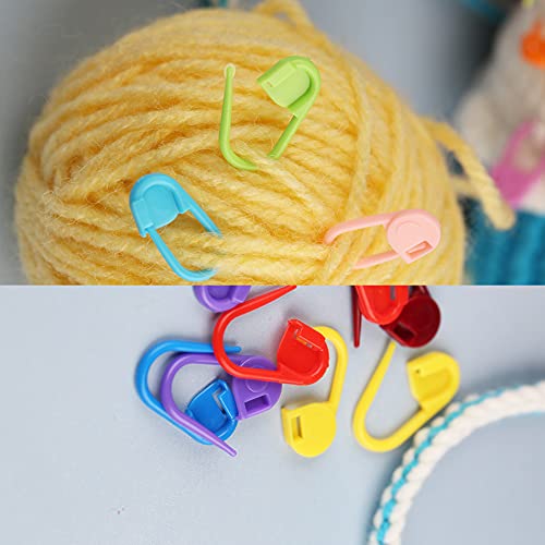 381 Pieces Stitch Ring Markers and Colorful Knitting Crochet Locking Counter Stitch Needle Clip+Weaving Tools Knitting Kits with 3 Storage Box
