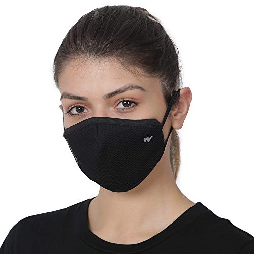 Image of Wildcraft Unisex-Child Polyester SUPERMASK W95+ Reusable Outdoor Respirator 2P : Popcorn : BLK Anthra : S (8903338299936 Small)