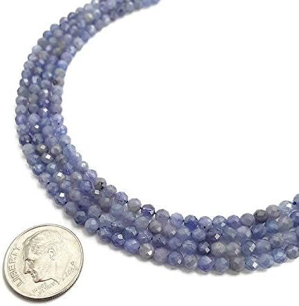 JM Design Natural Tanzanite Faceted Round Loose Beads Size 2mm 15.5 Strand for Jewelry Making