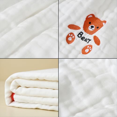 Couverture de réception en coton matelassé avec ourson brodé - 4