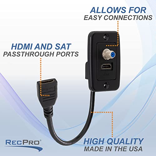 RecPro RV Cable TV Hookup Extender Coaxial Cable Connector and HDMI Wall Plate Pass Through | Does Not Convert Coax to HDMI
