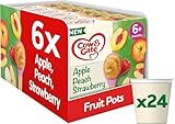 Cow & Gate Baby Food - Apple Peach & Strawberry - Baby, Toddler and Kids Snacks - Fruit Pot Multipack - 6+ Months - 4x100g (24 Pots)