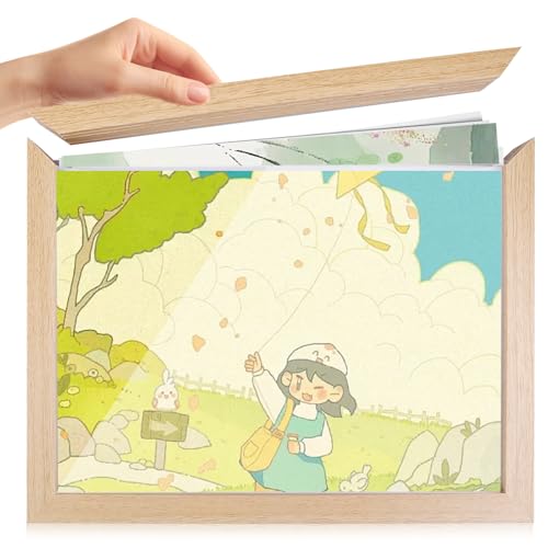 WANDGU Marco Dibujos BB: Marco para Dibujos BB A4, Portarretratos Arte Infantil, A4 Marcos con Profundidad, Marco para Dibujos BB Madera para Cuadros, Dibujos BB, Arte