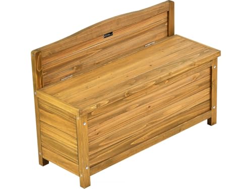 Banc Coffre de Jardin en Bois Ben - 90 x 33 x 60 cm - Marron