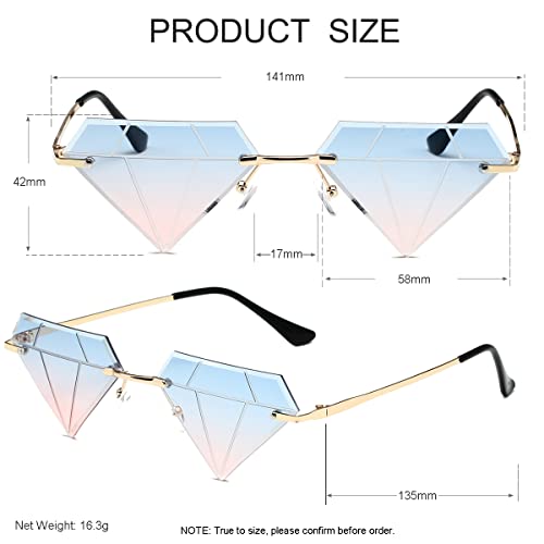 JOVAKIT Triangle Diamond Shaped Sunglasses for Women Men Vintage Rimless Sun Glasses Retro Rave Party Halloween Eyeglasses3