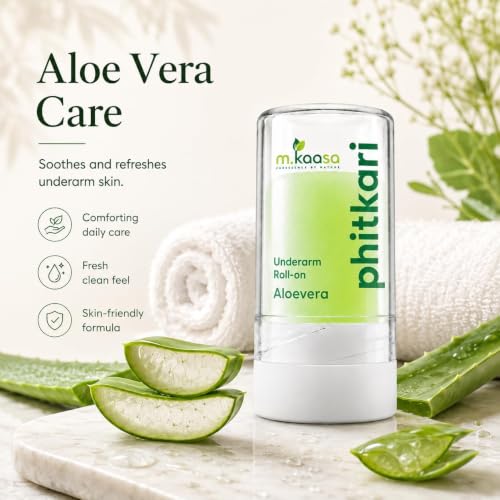 Image of Phitkari Underarms Roll-On Stick with Aloe Vera | Alum Infused Crystal Deodorant | Long Lasting Odour Protection | Fragrance Free | Non Sticky | Gentle on Sensitive Skin | Unisex 100 gm
