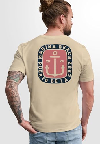 Neverless Herren T-Shirt Backprint Anker Motiv Maritim Sommer Segeln Fashion Streetstyle - Motiv Backprint, Maritime Des