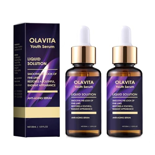 Olavita Liquid Solution Anti Aging Serum for Face with Collagen Hyaluronic Acid Ceramide & Vitamin C Hydrating and Firming Wrinkle Anti-Aging Serum for Fine Lines and Dull Skin (2 Pack)