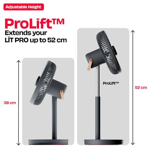 Image of NUUK LIT PRO All-Day Wireless Fan | Rechargeable | BLDC Motor | High Airflow | 6 Speed Settings + Wave Mode | Adjustable Height | Mood Light | Magnetic Remote