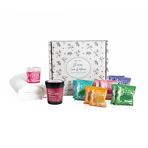 WALTZ 7 Coffret Cadeau Bain, Bombes Parfumées, Gelées de Douche, Gommage Corps au Café, Serviette Douce, Kit Bien-Être, Cadeau d'Anniversaire pour Fille ou Femme, Idée Cadeau Homme, Fête des Pères Cover