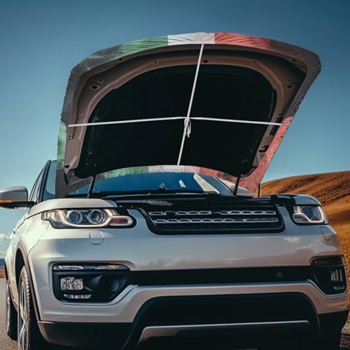 Image of Car Hood Cover Mexican Flag Print Hood Covers for SUV Trucks,Stretch Elastic Car Front Hood Protective Cover,Washable & Removable,Universal Auto Accessories Exterior