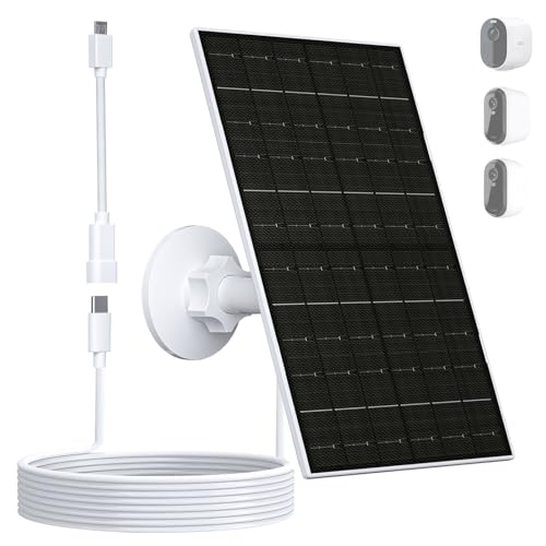Image of Zivif 7W Solar Panel for Arlo Essential 2K (2nd Gen), Essential XL & Spotlight Cameras, USB-C to Micro USB Charger for 5V Battery Cameras, IP66 Waterproof, 360° Adjustable Mount, 9.8ft Cable