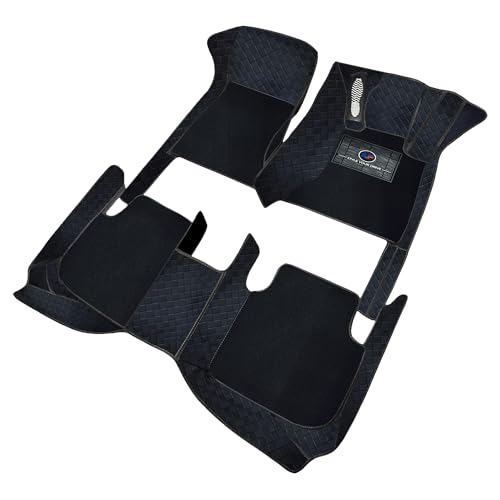 Image of Autofurnish Luxury 9D Car Mat Full Set for Mahindra XEV 9e 2025 || Luxury Leather Dual-Stitch Full Set 9D Car Floor Mat || 100% Waterproof || Color : Black Black